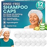 Nautilus Health No-Rinse Shampoo & Conditioner Shower Cap, Waterless Hair Washing for Elderly, Bedridden, Hassle-Free Microwavable Hair Washing Cap infused with Aloe & Vitamin E – 12-Pack