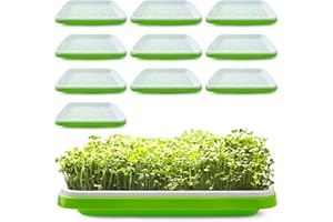 UCandy Pack 10 Seed Sprouter Tray with Drain Holes,Seed Germination Tray Kit BPA Free Nursery Tray,Soil-Free Big Capacity Healthy Wheatgrass Grower Sprouting Container Kit..