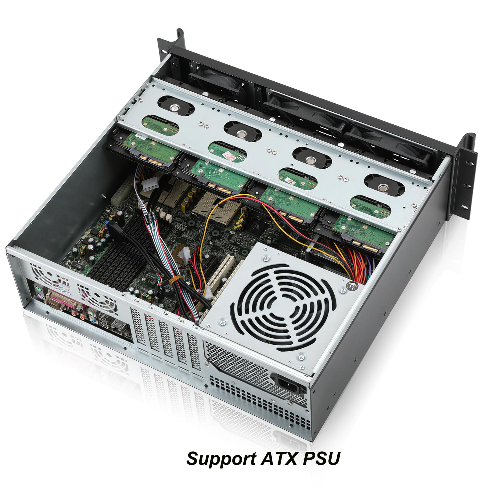 RackChoice Micro ATX/Mini-ITX 3U Rackmount Server Chassis, 7x3.5 HDD, with 2x120mm+1x80mm Fan infront, Support Standard ATX PSU with Either top or Side Cooling