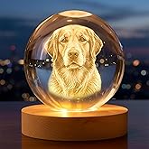 CustomsMerch Personalized 3D Photo Crystal Ball, Engraved Picture Lamp, Night Light for Dog Lovers, Dog Memorial Gifts, Custom Photo Gifts for Pet Owners, Gifts Birthday Anniversary Mother Day for Her