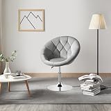 Yaheetech Velvet Swivel Armchair Height Adjustable Gray Vanity Chair view 4