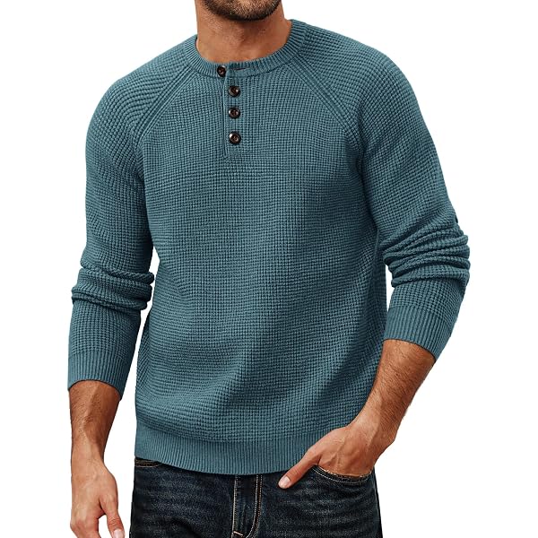 PJ PAUL JONES Sweaters for Men Crewneck Cable Knitted Waffle
