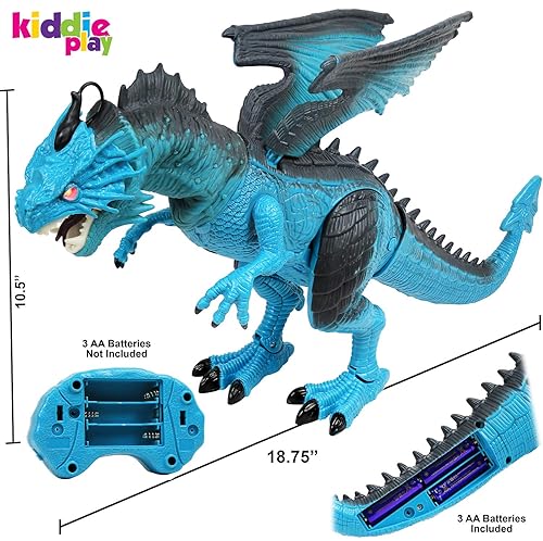 Kiddie Play Remote Control Dinosaur Toys LED Light Up Walking