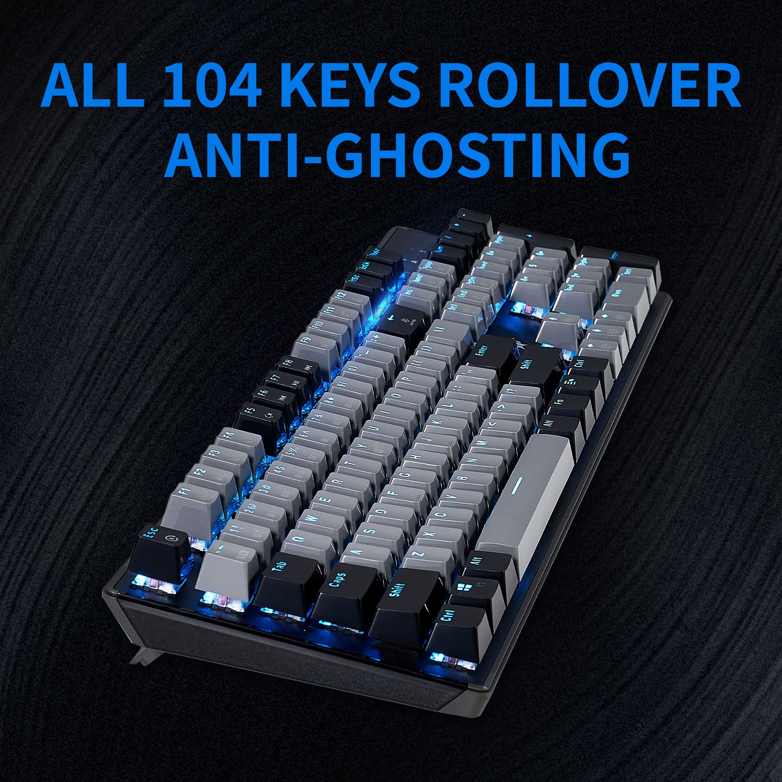 Hexgears メカニカルゲーミングキーボード GK715 104キー フルサイズ 有線コンピュータキーボード ホットスワップ可能 Kailh Box Switch ABSキーキャップ ブルーバックライトゲーミングキーボード PC/ノートパソコン用