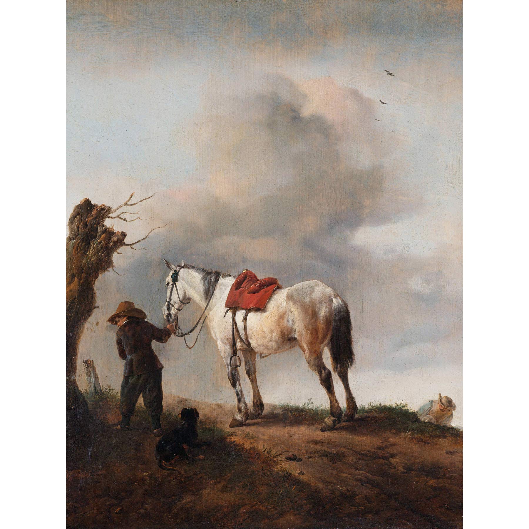 Artery8 Wouwerman The Gray Horse Painting Premium Wall Art Canvas Print 18X24 Inch