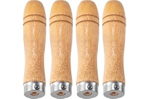 ANCIRS 4pcs Wooden File Handle with Strong Metal Collars, Large Wood Handle for 10"-12" File