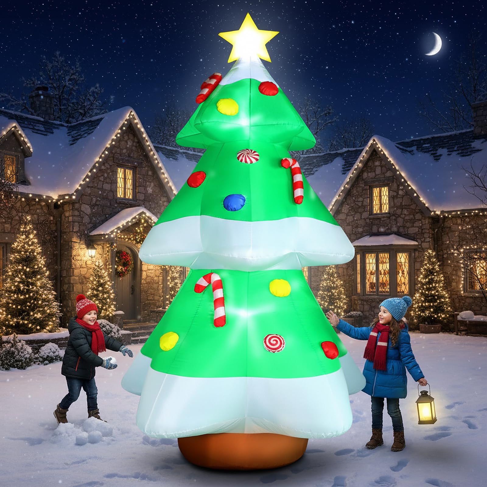 Photo 1 of 10FT Tall Christmas Tree Inflatables Outdoor Decorations, Large Inflatable Christmastree with Bright LED Lights & Colorful Candy Decor, Blow Up Xmas Decorations for Yard Garden Lawn Holiday Party