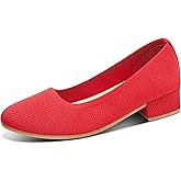 Davena Women Low Chunky Block Heel Pumps Elegant Round-Toe Knitted Pumps Stylish Slip-On Heels for Business