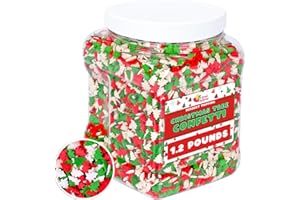 A GREAT SURPRISE Christmas Sprinkles - 1.2 Pounds - Bulk Red and Green Tree Confetti - Holiday Sprinkles for Cookie Decorating - Christmas Jimmies for Gingerbread Cookies, Baking, Cupcakes