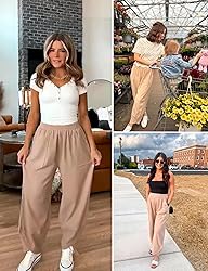 Xiaoxuemeng Womens Baggy Wide Leg Pants Casual