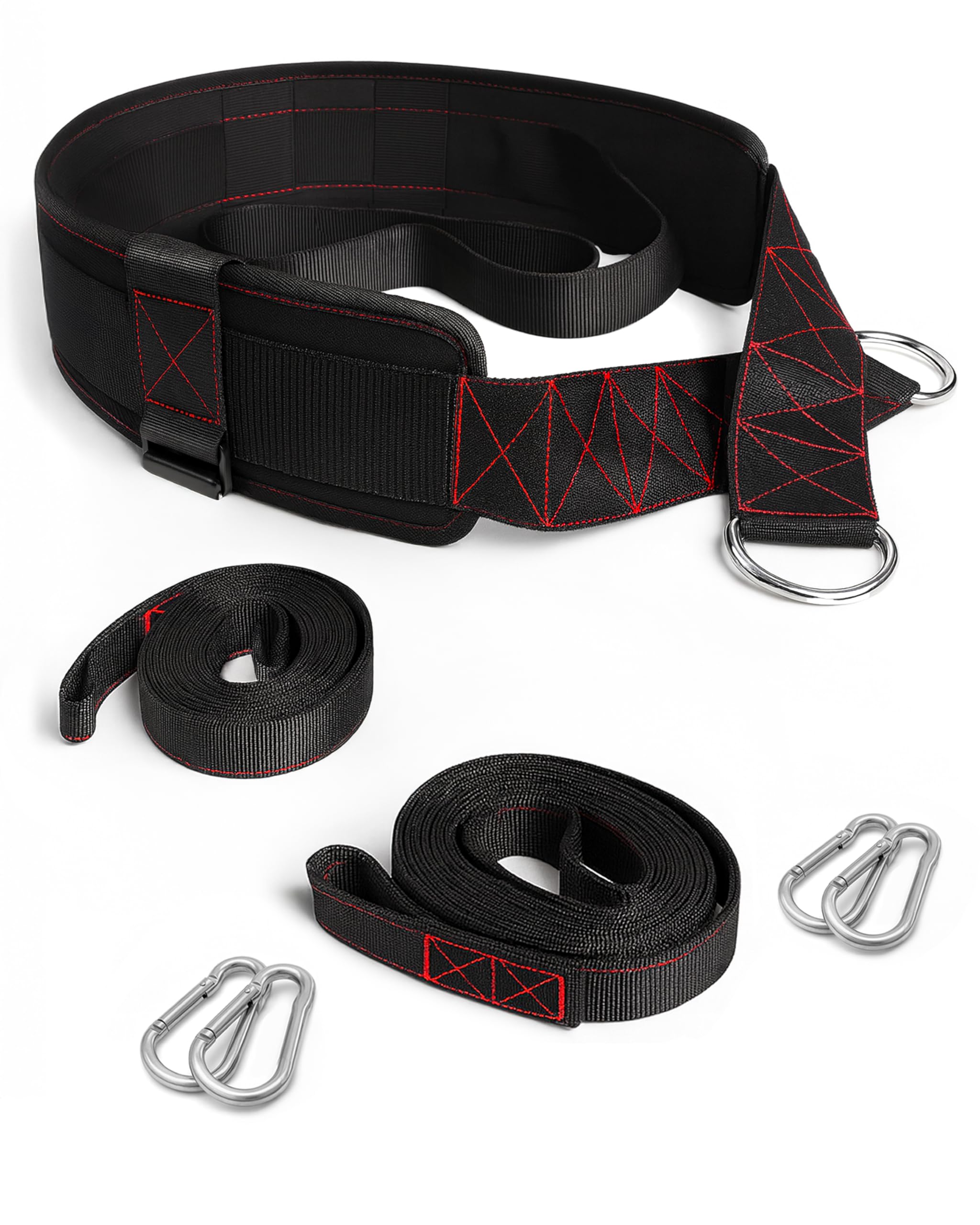 THEFITGUY Belt for Pulling, Strength Training, Adjustable Closure, 2 Straps & 4 Hooks Included
