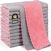 BUEDM 12 Pack Kitchen Cloth Dish Towels, 12x12 inch Soft Premium Dishcloths, Absorbent Microfiber Cleaning Cloth for Cleaning Dishes, Kitchen, Bathroom, Car