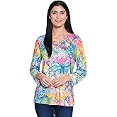 Ali Miles Women's Knit Pop Over Scoop Neck Three Quarters Sleeves