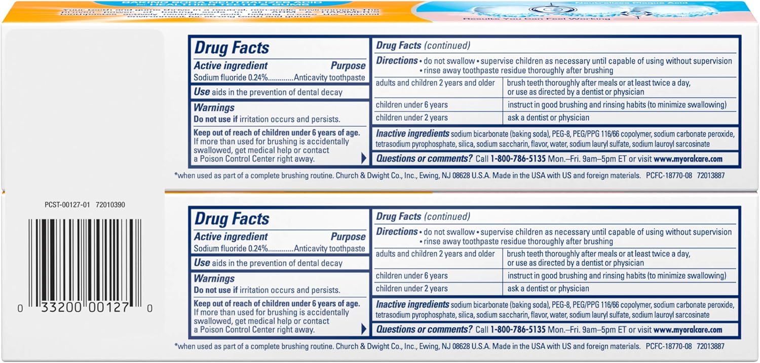 Arm & Hammer PeroxiCare Tartar Control Fluoride Toothpaste with Baking Soda & Peroxide-6 oz, 2 pk: Health & Personal Care