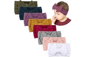 Makone 8PCS Baby Nylon Headbands Hair Accessories Hair Bows Headband for Baby Girls Babies Newborn Infant Toddler 0-3 0-6 6-1