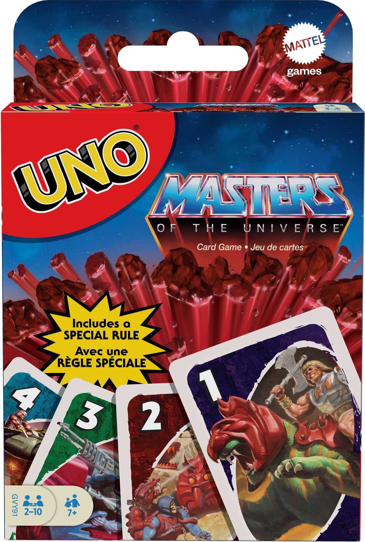 Mattel Games UNO Masters of the Universe - MOTU-Themed Family Card Game - 112 Cards - Dynamic Graphics - Unique Power of Greyskull Card Included - Gift for Kids 7+