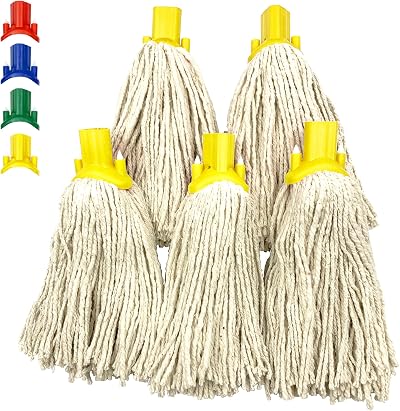 TDBS Mop Heads Replacement Colour Coded Self Threading Socket No.12 PY Pack of 5