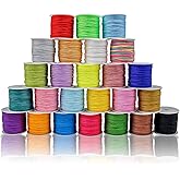 FQTANJU 25 Rolls 1250 Yards Nylon String for Bracelets, 25 Colors Chinese Knotting Cord, 0.8 mm Nylon Cord for Jewelry Making, Beading, Necklaces, Kumihimo, Braided Bracelets, Tassels and DIY Craft 