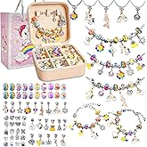 BEIKEETOO Charm Bracelet Making Kit for Girls 8-12, DIY Bead Jewelry Making Kit with Box, Arts and Crafts for Kids 6-8 Gifts for Girl Toys Age 6 7 8 9 10 11 12 Festival Birthday