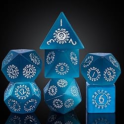 UDIXI Natural Blue Cat's Eye Stone DND Dice Set