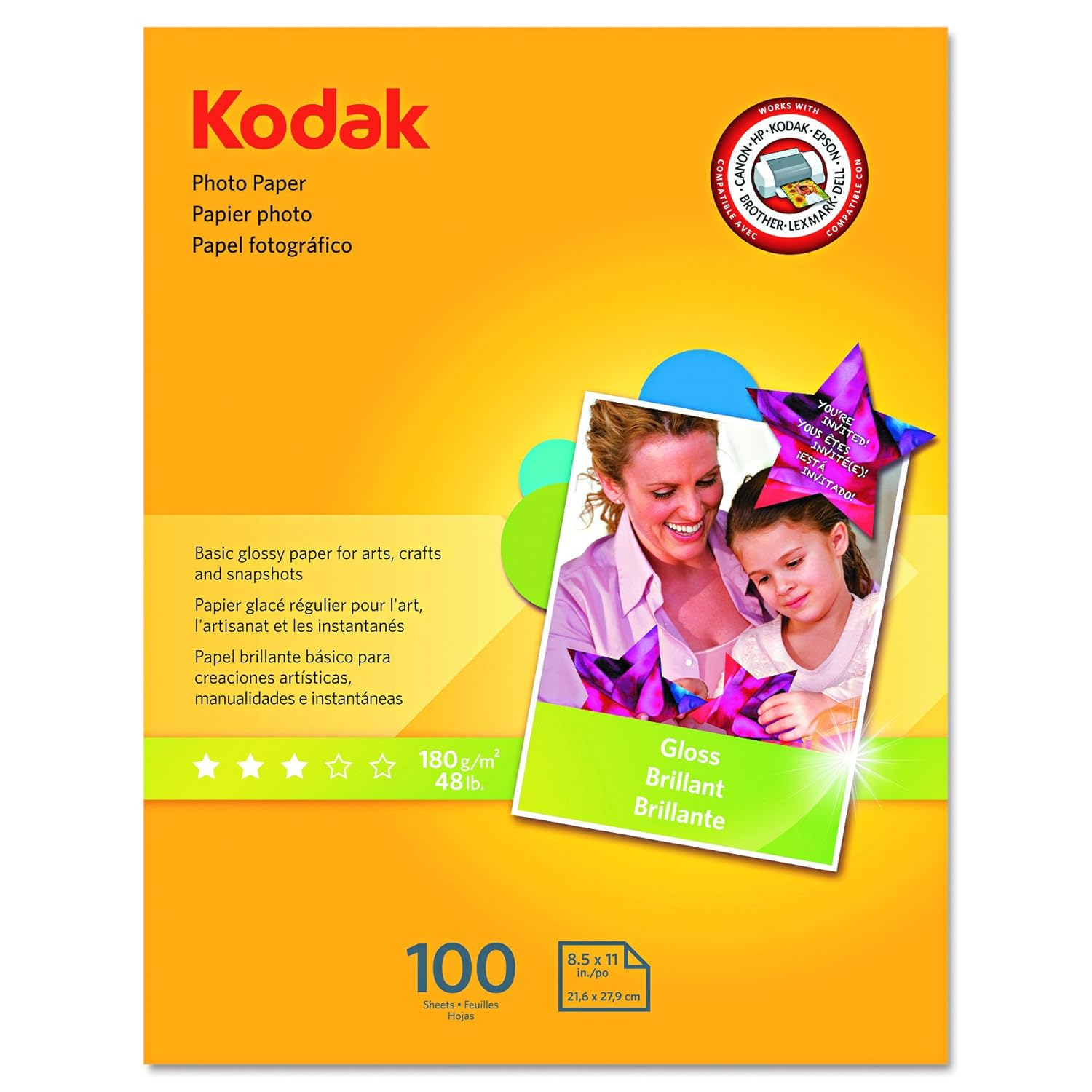 Kodak Glossy Photo Paper, 8.5 x 11 Inches, 100 Sheets per Pack (8209017