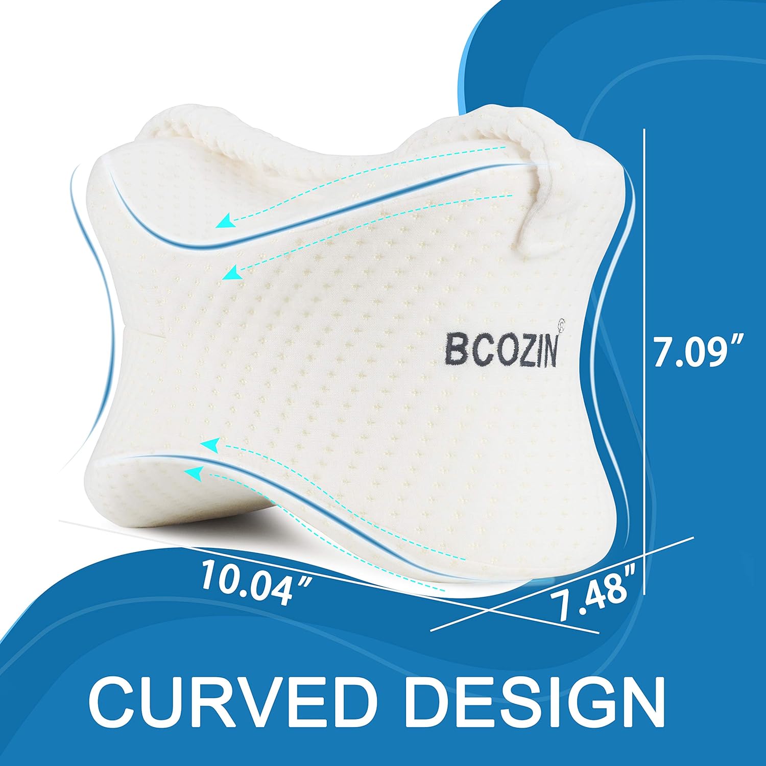 BCOZIN Knee Pillow for Side Sleepers, 100% Pure Memory Foam Knee Pillow Between Legs for Sleeping&Orthopedic Leg Pillow for Sciatica Pain Relief Hip, Back Pain and Pregnancy, 1 Pcs, White: Kitchen & Dining