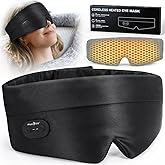 MUSICOZY Heated Eye Mask for Dry Eyes, Silk Warm Compress with 3 Heat Levels & Timer, Cordless Washable Eye Mask for Stye Relief, Puffy Eyes, Relaxation & Sleep