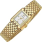 BEN NEVIS Gold Watches for Women Dainty Small Ladies Watch with Stainless Steel Strap, Luxury Casual Fashion Square Quartz Waterproof Watch Bracelet Adjustment Tool Included