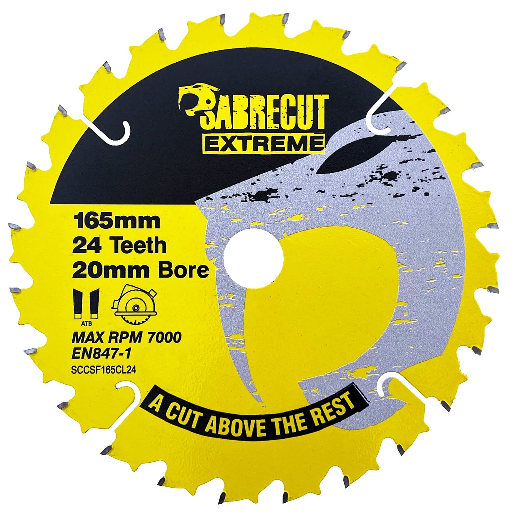 1 x SCCSF165CL24 SabreCut 165mm 24T x 20mm Bore Cordless Circular Saw Blade