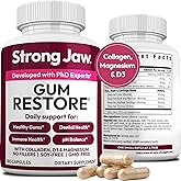 Strong Jaw Gum Restore - Gum Repair for Receding Gums | Teeth Magnesium Supplements, Oral Care, Remineralizing Dental Health Vitamins for Adults | 1 Month Supply, 180 Capsules, Made in USA