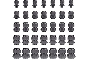 AWPEYE Cable Gland Nylon Plastic Waterproof Adjustable, Cable Glands Joints Wire Protectors- Pg7, Pg9, Pg11, Pg13.5, Pg16 35pcs