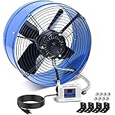 15" Attic Exhaust Fan with Thermostat - 1300CFM Gable Vent Fan with Thermostat Covers 1850 Sq.ft, Plug-and-Play Gable Attic Fans with 20FT Power Cord &amp; 60Hz Motor Low Noise for Home Garage Shed