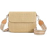 NEICOA Small Faux Straw Purses for Women Raffia Beach Purse Crossbody Bag for Women Vacation Summer Travel