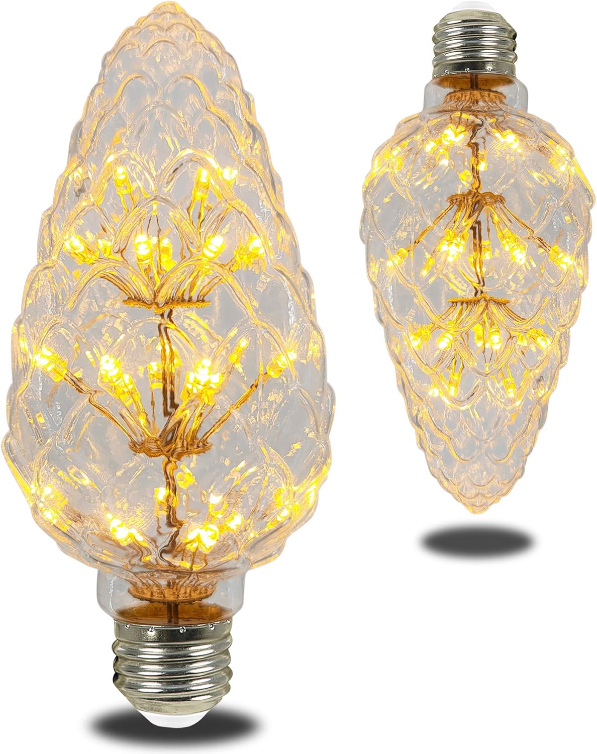 amber outdoor light bulbs on Amazon Com Ameriluck Pinecone Shape Fairy Led Light Bulb Waterproof For Outdoor Use Golden Yellow 2pk St64 Home Kitchen