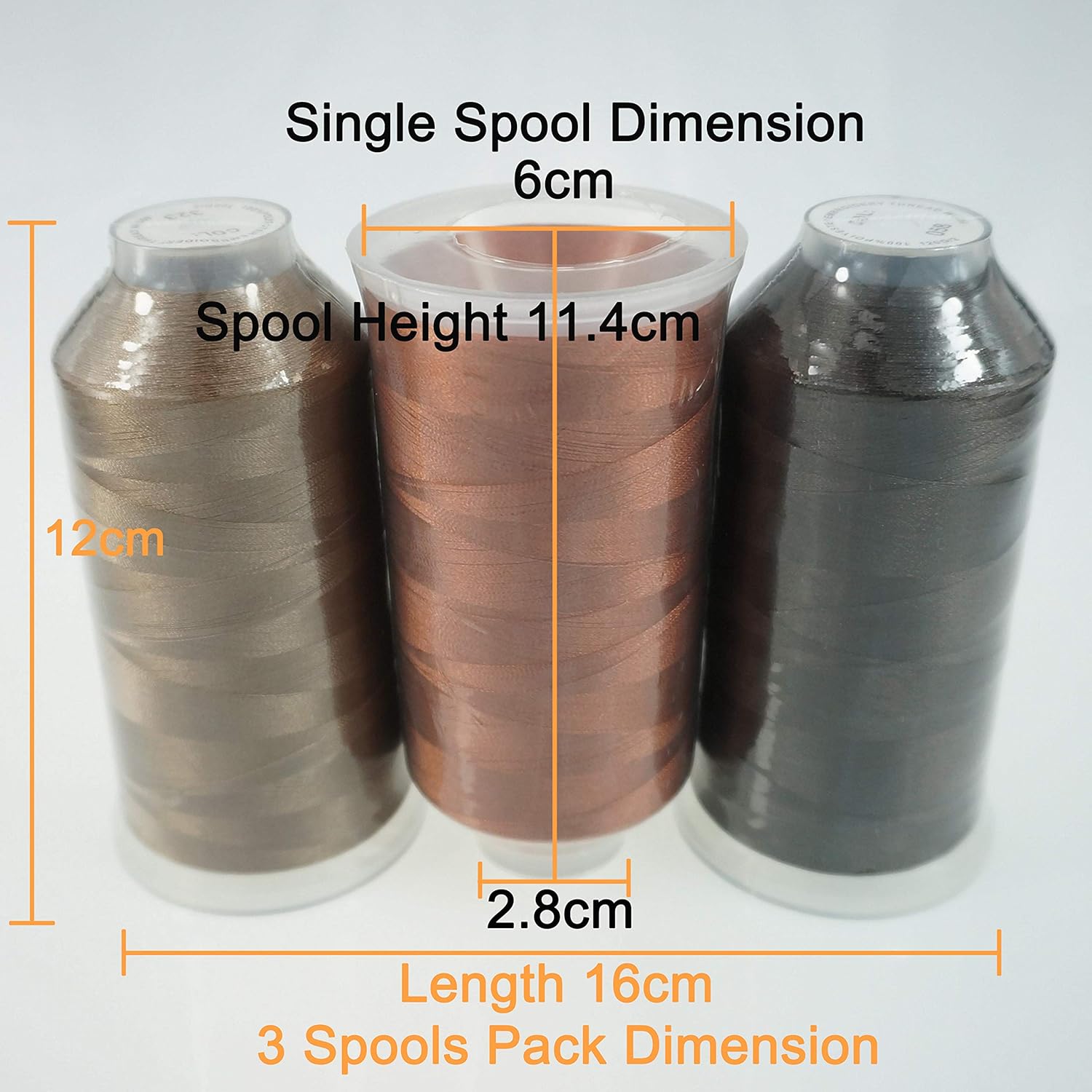 New brothread Set of 3 Different Brown Colors Polyester Machine Embroidery Thread Huge Spool 5000M for All Embroidery Machines - Image 3