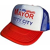 Mayor of Titty City Snapback Trucker Hat for Men or Women, Vintage Fit with Funny Novelty Graphic, Custom Mesh Cap
