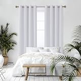 Deconovo 52x72 Silver Grey Thermal Insulated Curtains 1 Pair Rod Ring Top view 6