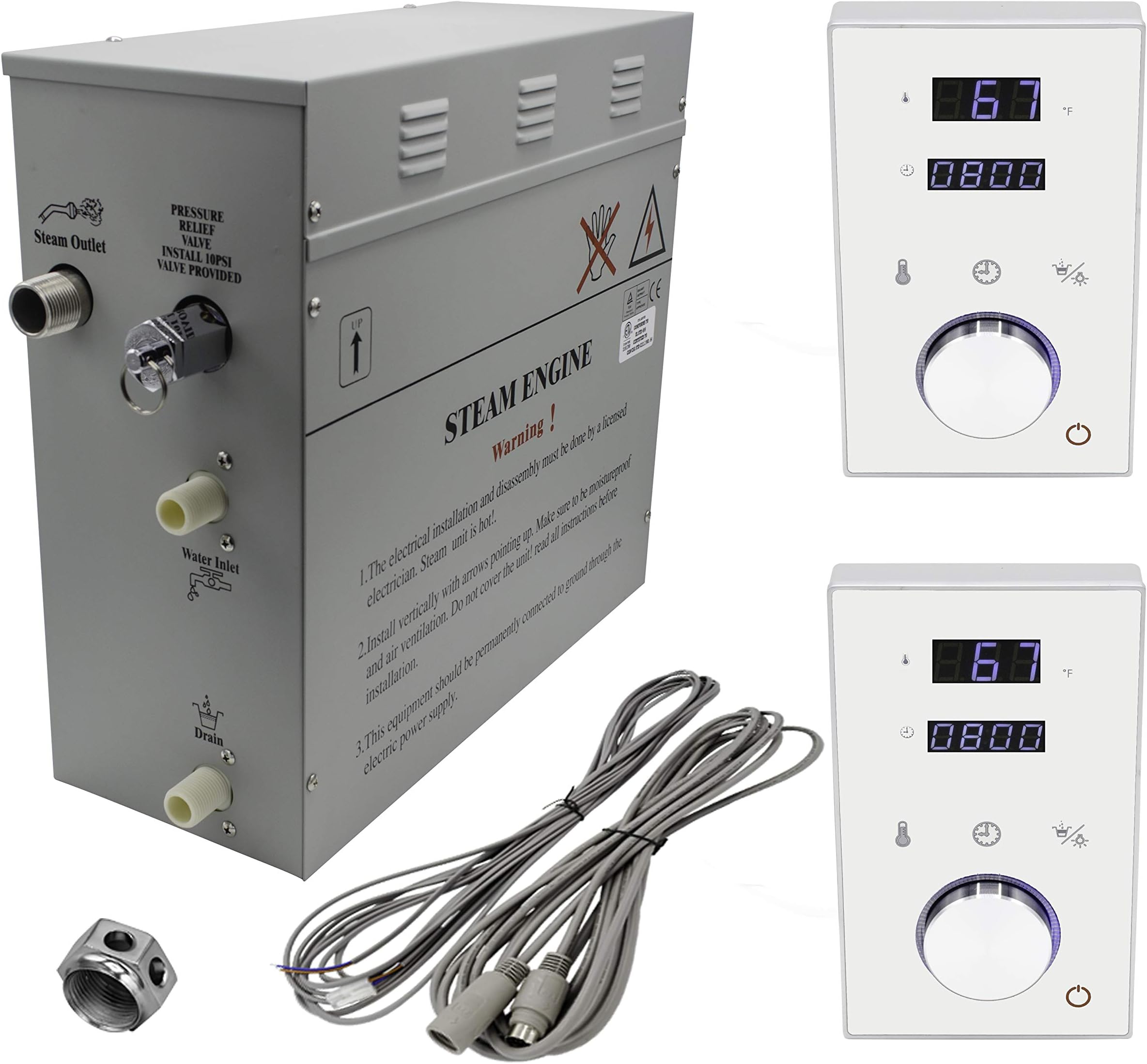 Superior Steam Bath Generator 12kW DeLuxe. Black or White Keypads (12kW, White Dual Keypad)