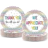Naozinebi 48PCS Thank You Plates We Appreciate You Party Supplies Appreciation Tableware Thankful Plate Disposable Paper Plate for Teacher Doctor Staff Congratulation Graduate Party Favors 6.7*6.7inch