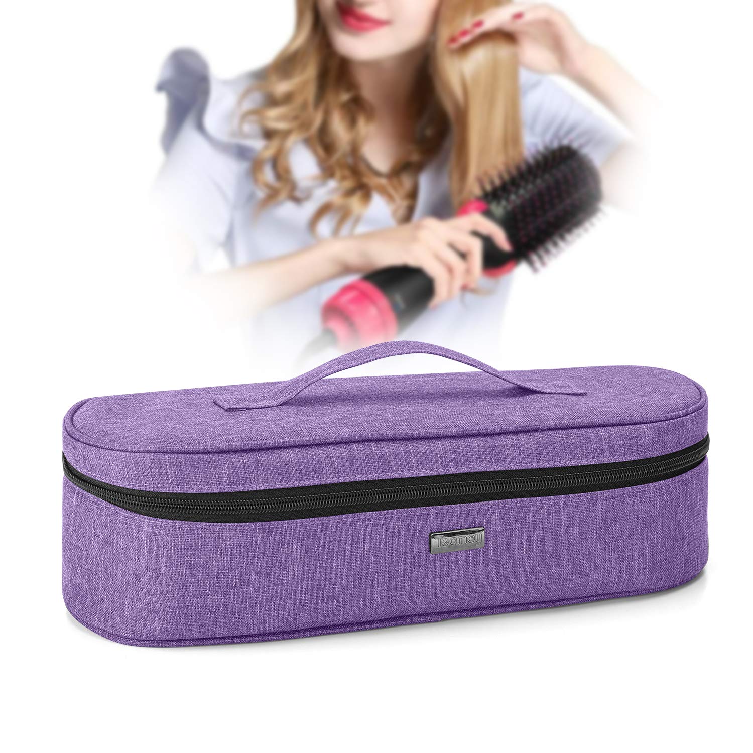 Teamoy Travel Case Compatible with Revlon One-Step Hair Dryer And Volumizer Hot Air Brush, Double-Layer Carrying Case for Hair Dryer Brush and Other Hair Accessories, Purple