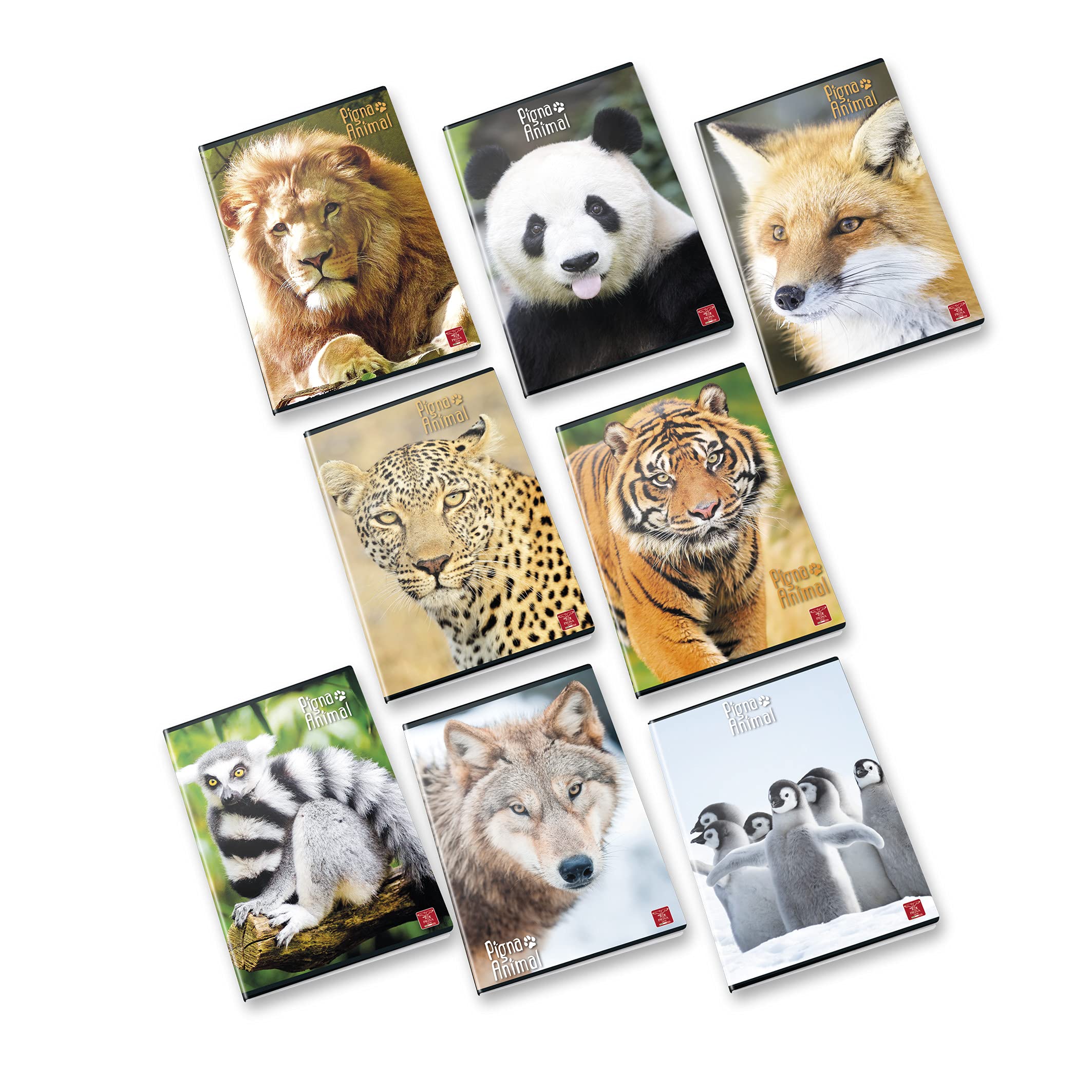 Pigna 10x A4 4M Softcover Animal Notebooks, 4mm Squares, 10 Pieces