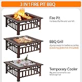 Yaheetech 86cm Square Fire Pit with Cover and Poker Copper Finish view 5