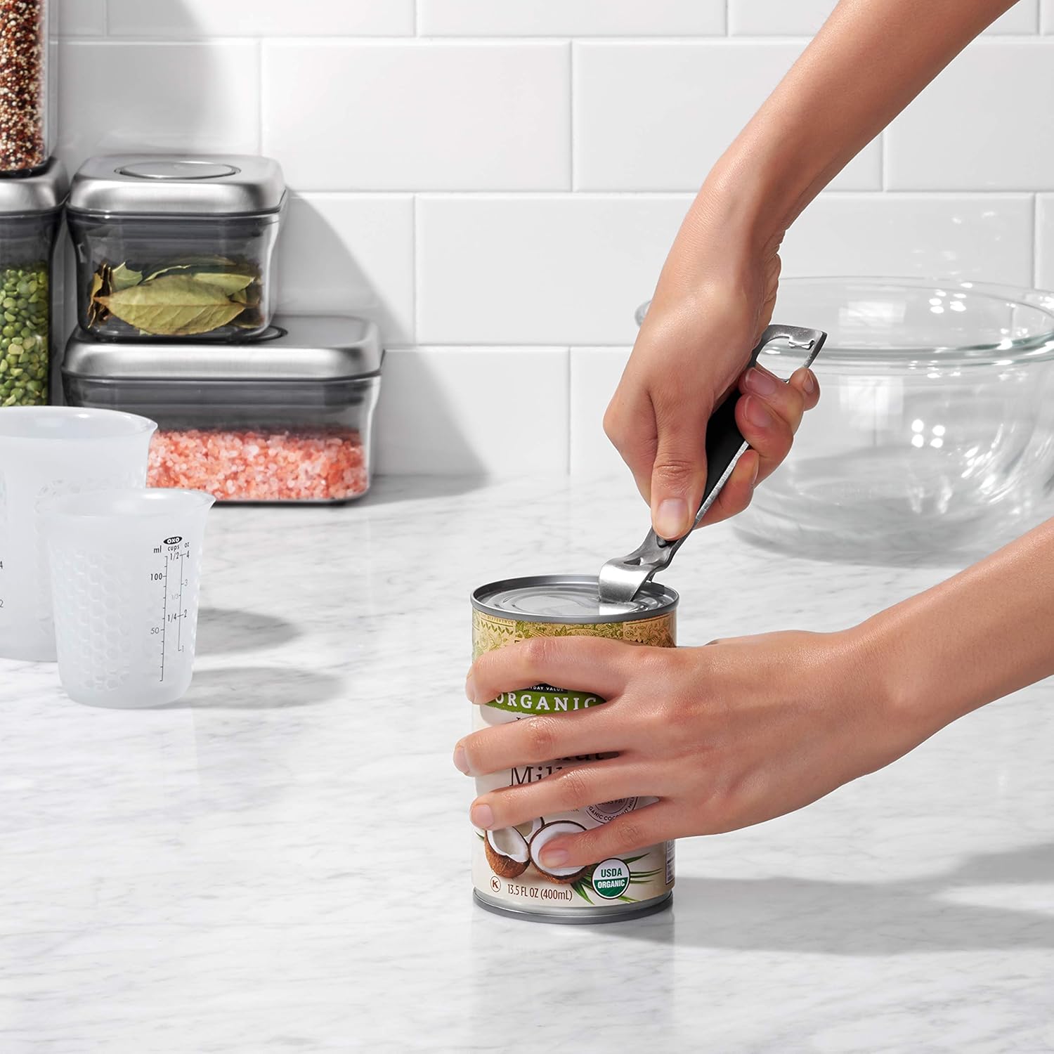 OXO SteeL Stainless Steel Bottle and Can Opener, Silver/Black, 1EA: Kitchen & Dining