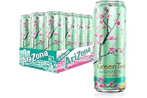AriZona Green Tea with Ginseng and Honey - Big Can, 22 Fl Oz (Pack of 12)