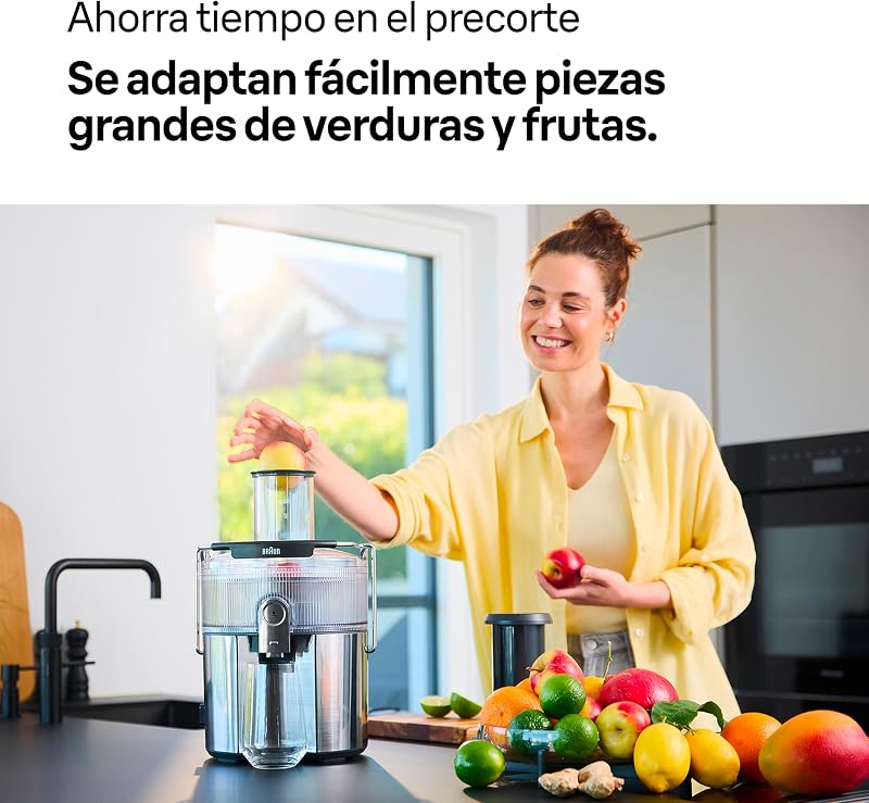 MultiJuice 7 SJ7000, extrator de espremedor com tecnologia ColdXtract, bico de 75 mm, recipiente de 2 L, sem gotejamentos, sistema de segurança quádruplo, filtro de aço inoxidável, 1000 W, cinzento