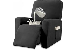 Granbest Premium Water Repellent Recliner Chair Cover High Stretch Jacquard Fabric Recliner Slipcover with Pockets (Recliner, Black)