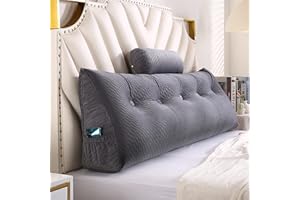 Gpround Wedge Headboard Pillows + Head Roll Pillow Bed Wedge Pillow for Headboard Large Bolster for Bed Rest Reading Pillows Backrest Pillows for Sitting in Bed