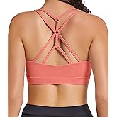 Comper Sports Bras for Women Cross Back Sexy Strappy Sport Bras Medium Support Yoga Gym Workouts Bra with Removable Pads