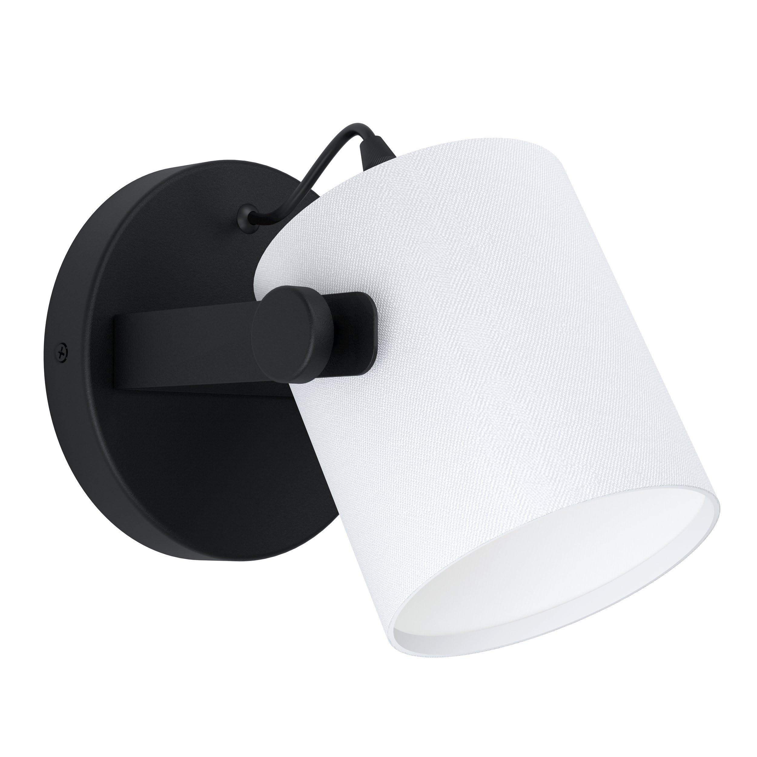 Eglo Wall Lamp Hornwood 1, Single-Bulb Wall Light Vintage, Industrial, Retro, Indoor Wall Lamp Made of Steel, Wood and Textile, Living Room Lamp, Hallway Lamp in Black, White, E27 Socket — image 1