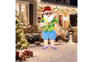 GENERIC Jyrzolvn Christmas Windsock Santa Claus 3D Hawaiian Christmas Wind Sock, 40 Inch Tropical Style Hanging Santa Claus Decoration Outside for Yard Garden Patio Porch Tree Holiday Outdoor Xmas Decorations